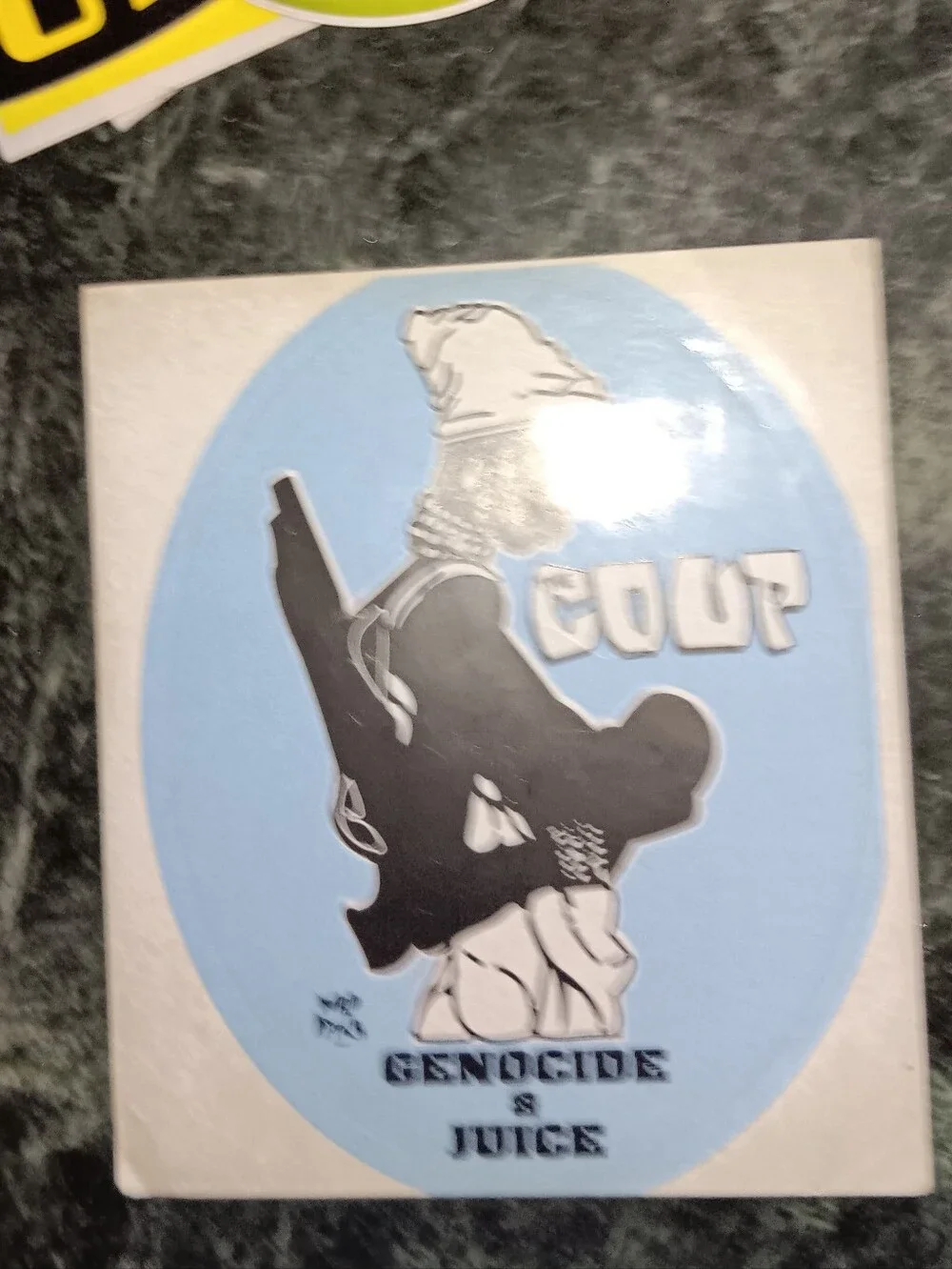 Blue and Black 'Genocide & Juice' Wall Art Print